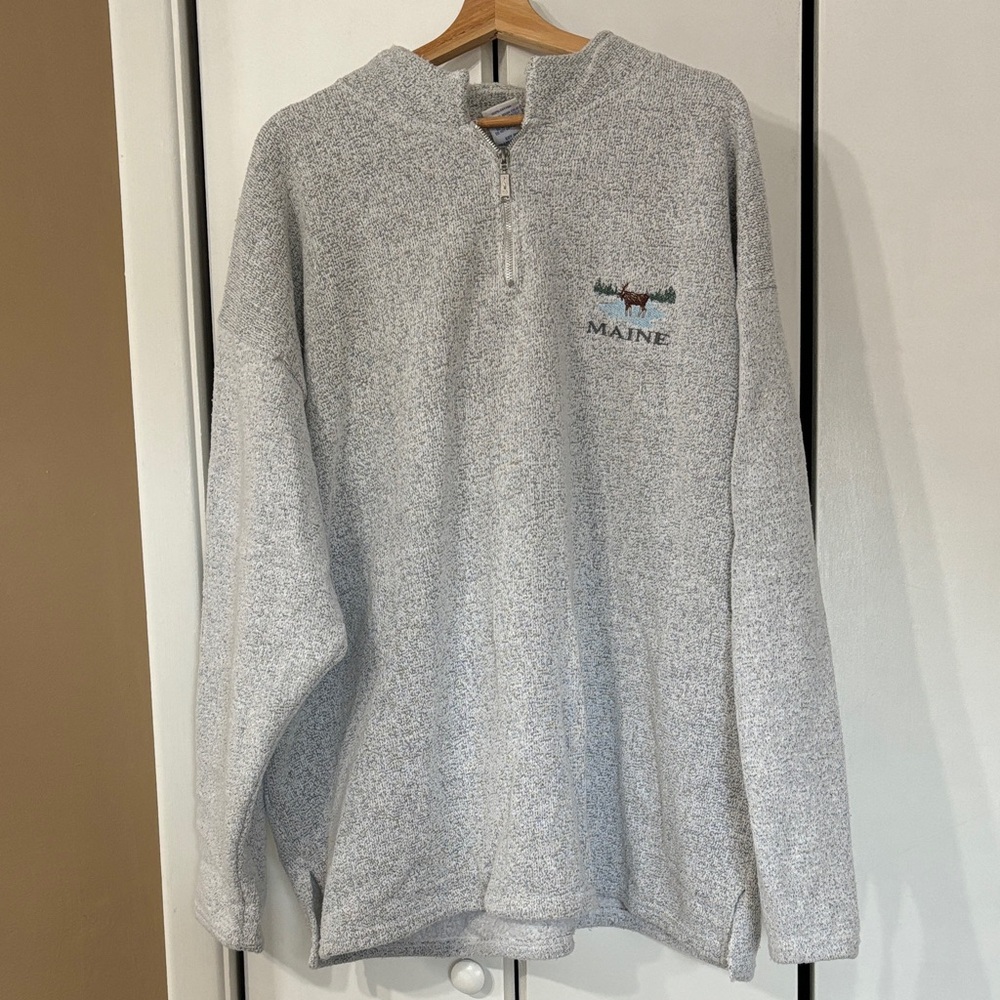 Maine Gray Half-Zip Sweater